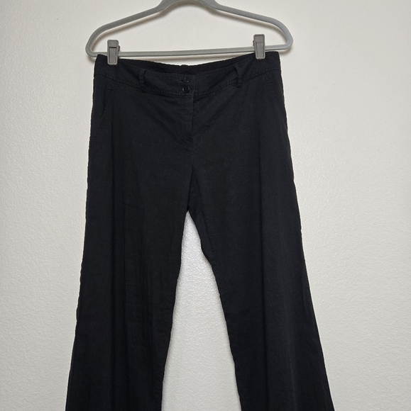 THEORY 62% Linen Blend Black  Pants Mid Rise Wide Leg Trousers Size 10 - Picture 10 of 16